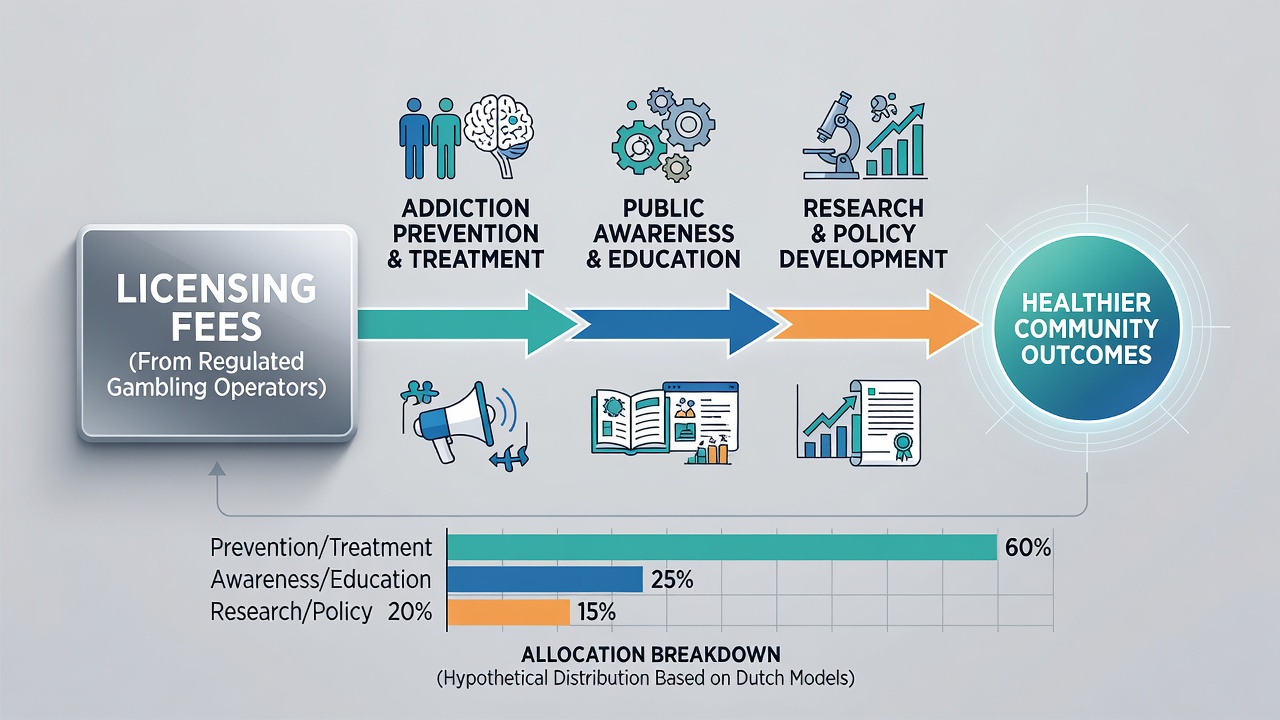 Diagram met allocatiepatronen van licentievergoedingen aan verslavingszorg en preventie in Nederland