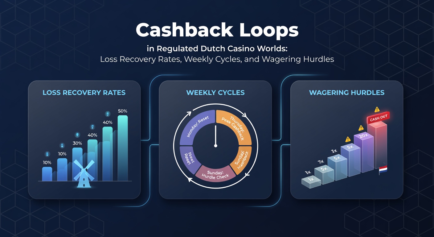 Grafiek die cashback-cycli illustreert in een Nederlands online casino met wekelijkse resets en verliesherstelpercentages