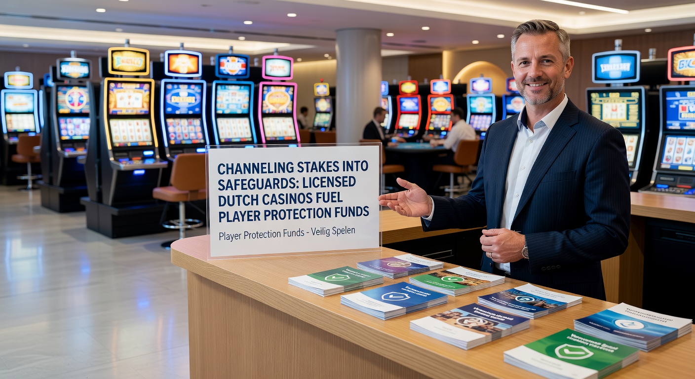 Afbeelding van een Nederlandse casino-interface met safeguard-knoppen en een icoon voor spelerbeschermingsfondsen, symboliserend veilige inzetten