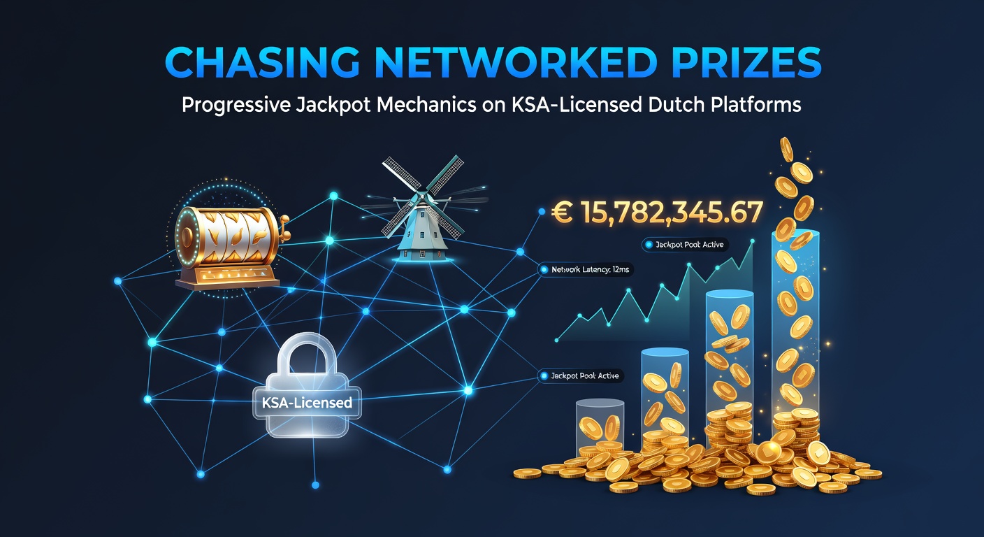 Grafiek met groeicurve van een progressieve jackpot-pot op een KSA-gelicentieerd platform, inclusief RTP-indicatoren en must-hit-by limieten