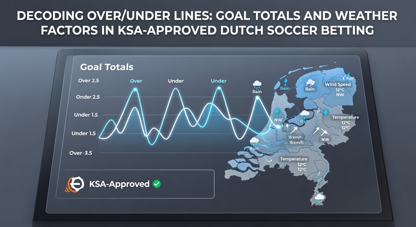 Grafiek met over/under-lijnen en weersinvloeden op voetbalwedstrijden in de Eredivisie, inclusief regenbuien en doeltotalen
