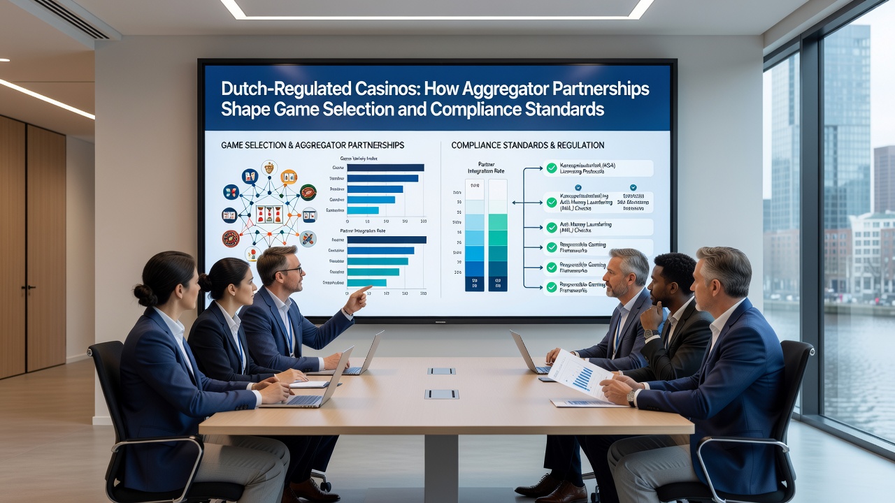 Diagram van compliance workflows tussen aggregators, operators en de Kansspelautoriteit met nadruk op geautomatiseerde checks