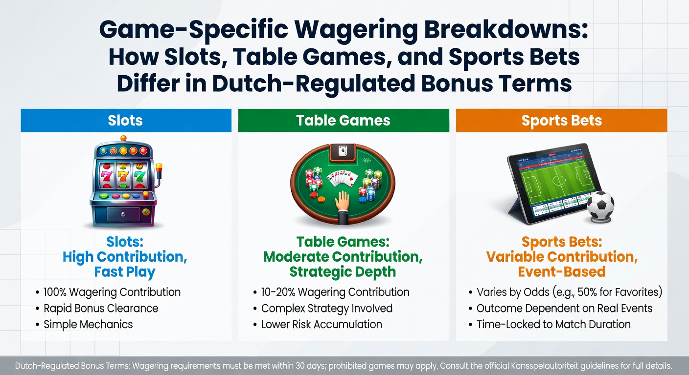 Grafiek met inzetvereisten voor slots, tafelspellen en sportweddenschappen onder Nederlandse KSA-regels