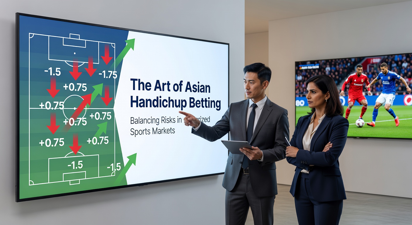 Grafiek met Aziatische handicap lijnen in een voetbalwedstrijd, illustrerend hoe teams handicaps krijgen voor gebalanceerde odds