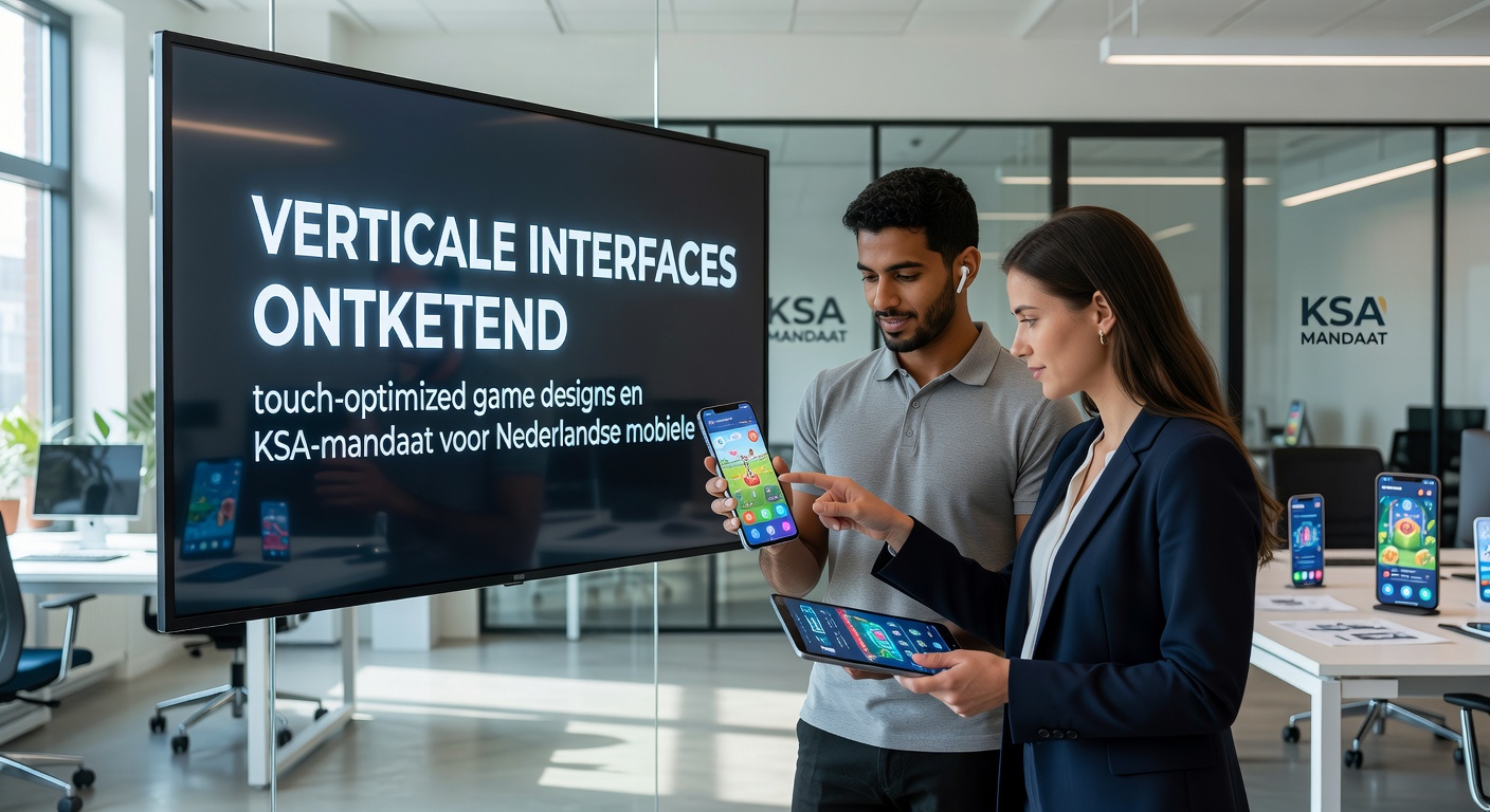 Mobiele verticale interface van een touch-geoptimaliseerd gokspel op een Nederlandse licentieplatform, met duimvriendelijke knoppen en fullscreen portrait modus