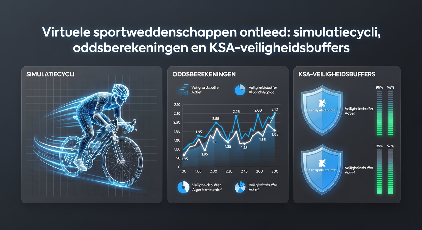 Grafiek met oddsberekeningen en KSA-limieten voor virtuele sportweddenschappen op een Nederlands platform